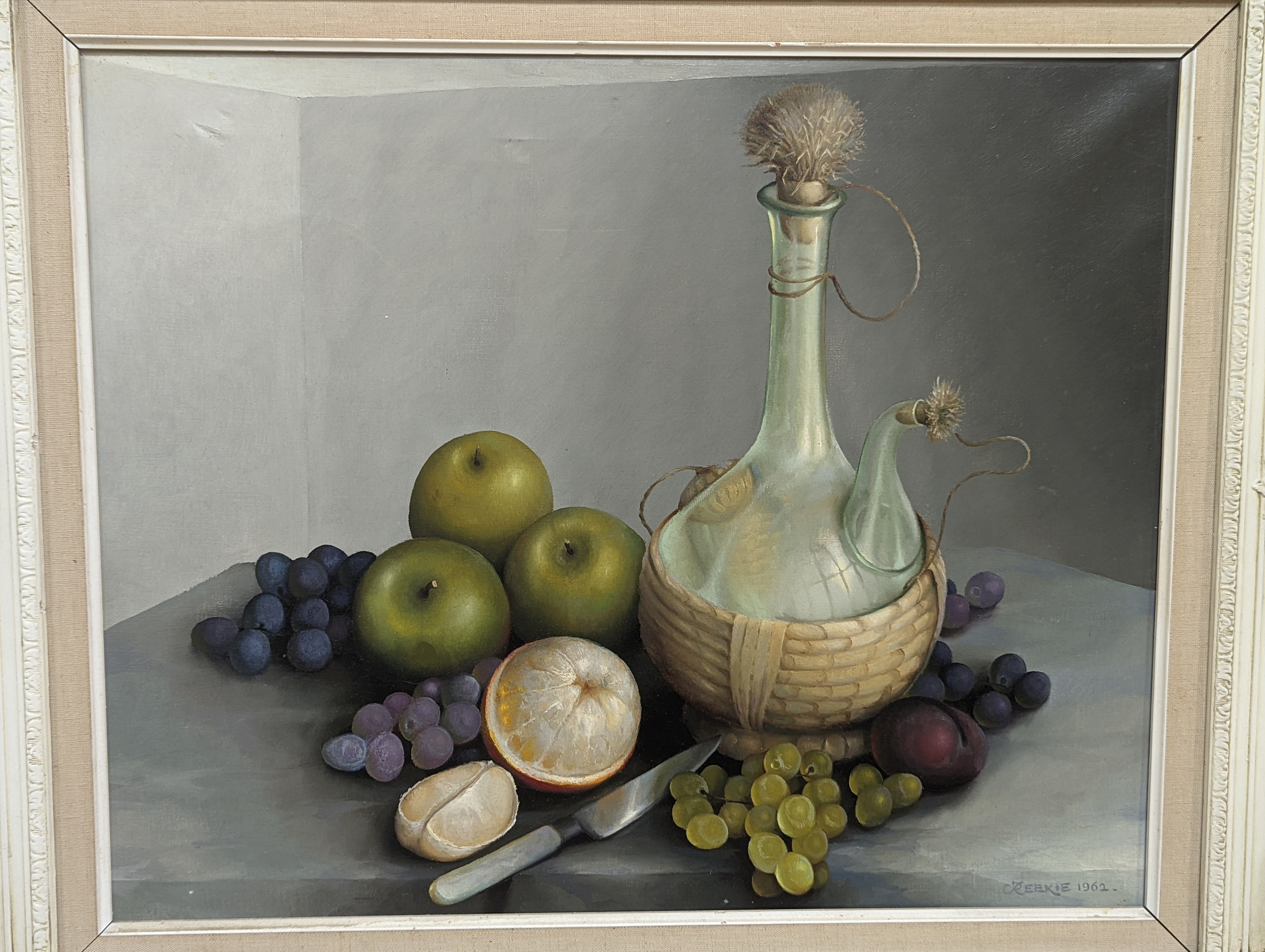 William Maxwell Reekie (1869-1948), three oils on canvas, Still lifes of flowers and fruit, signed and dated c.1960, largest 45 x 55cm